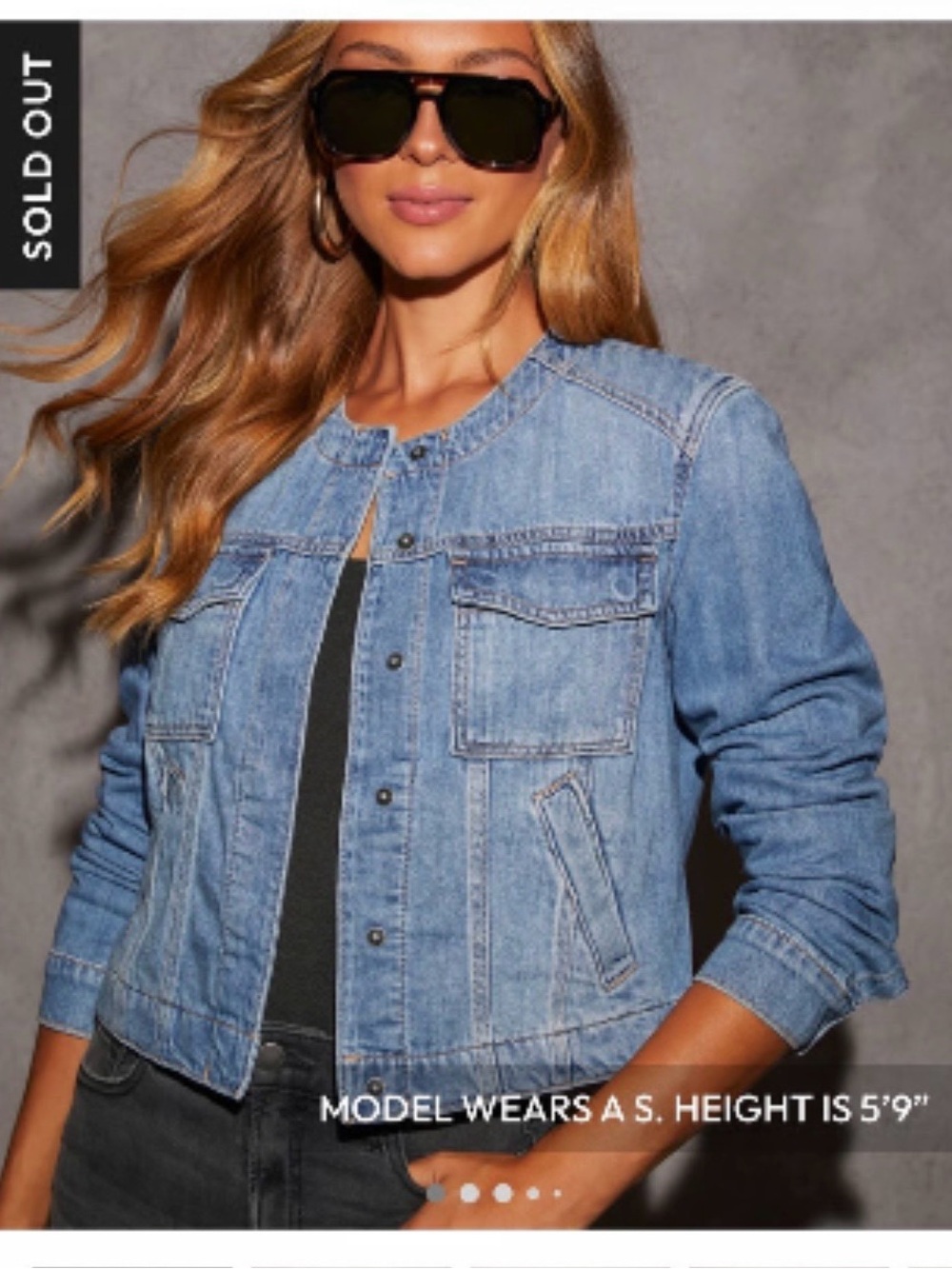 Vici Denim Button-Front Jacket - Light Blue